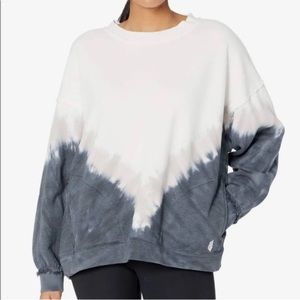 Free People Movement Sz L Gray Blue White Metti Ombre Tie Dye Sweatshirt Top